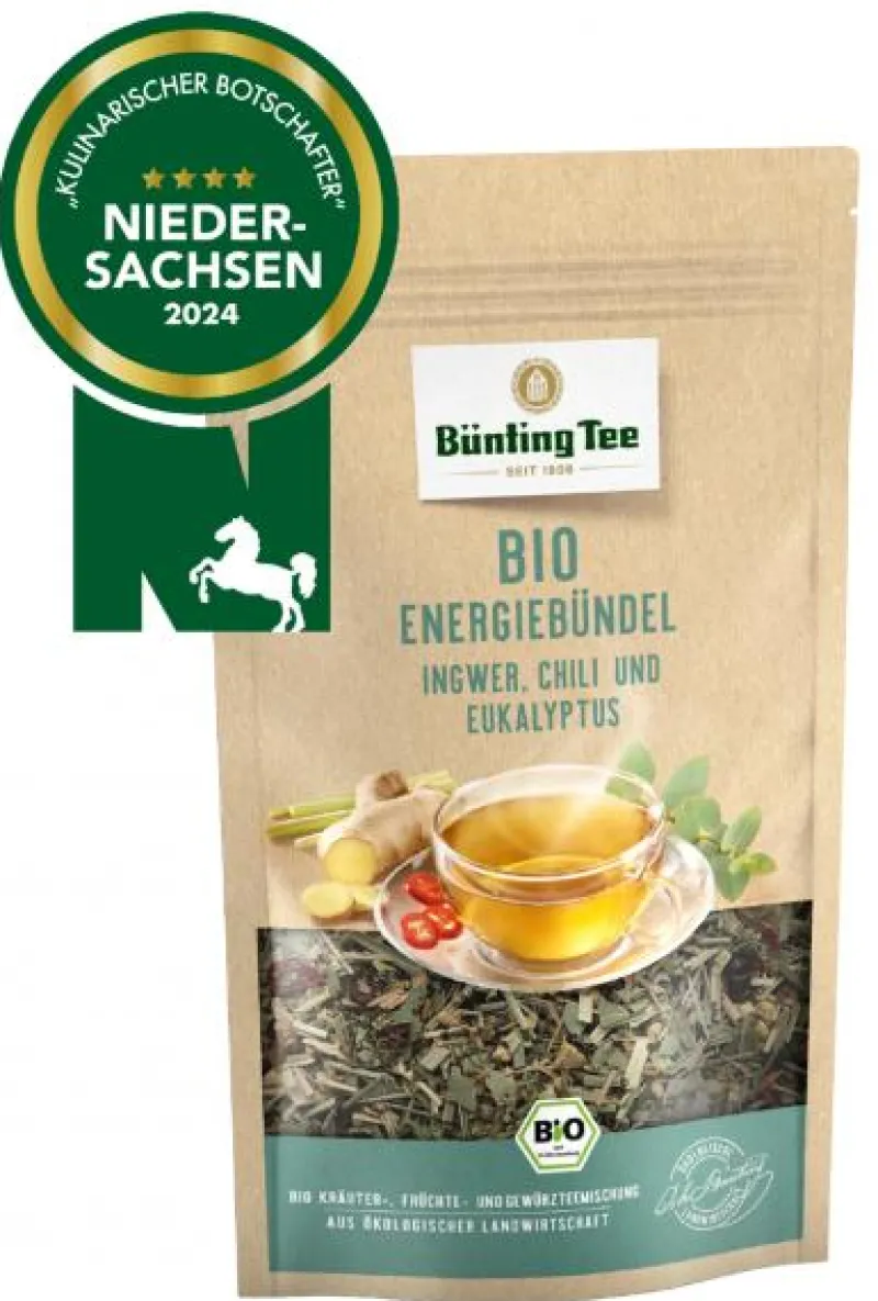 Kräutertee|Bünting Tee Bio Energiebündel Ingwer, Chili und Eukalyptus80 g