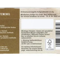 Kräutertee|Bünting Tee Bio-Fenchel20 x 2,50 g