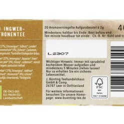 Kräutertee|Bünting Tee Bio Ingwer-Zitrone20 x 2 g