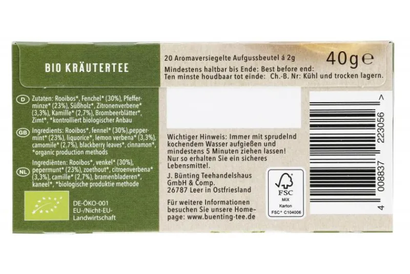 Kräutertee|Bünting Tee Bio Kräuter20 x 2 g