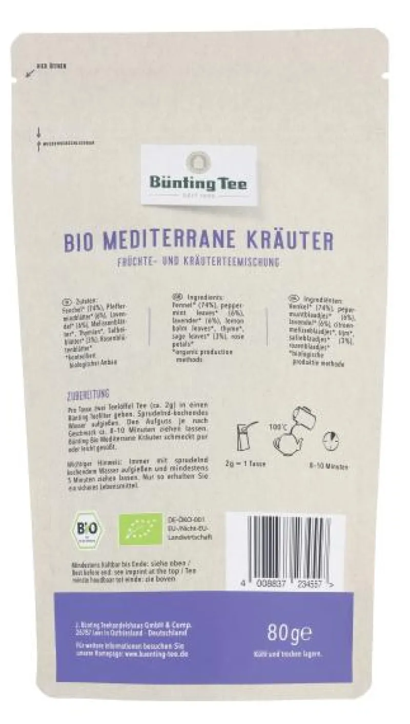 Kräutertee|Bünting Tee Bio Mediterrane Kräuter80 g
