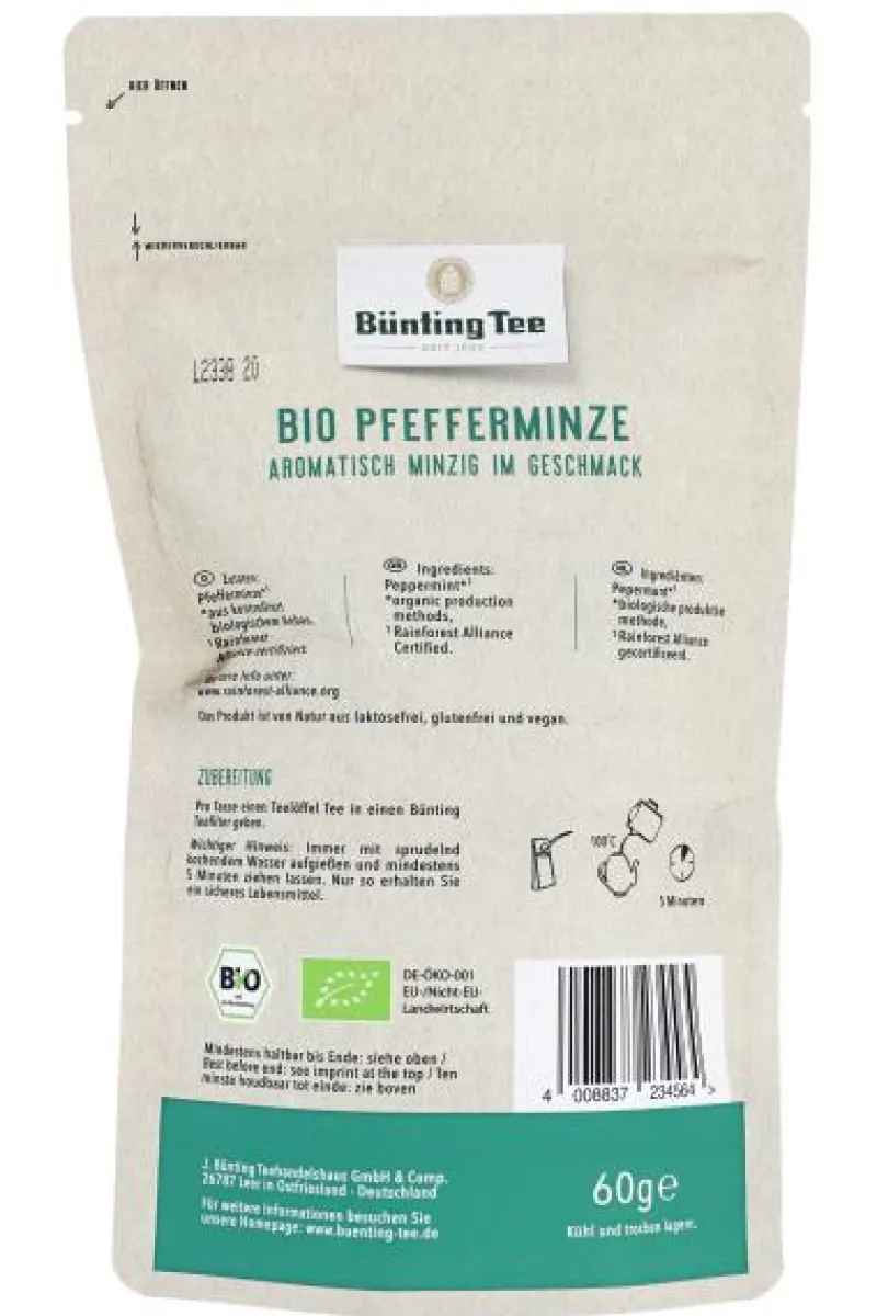 Kräutertee|Bünting Tee Bio Pfefferminze60 g