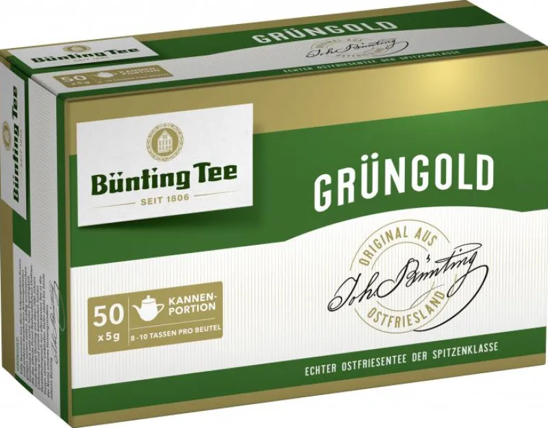 Echter Ostfriesentee|Bünting Tee Grüngold Großkannenbeutel50 x 5 g