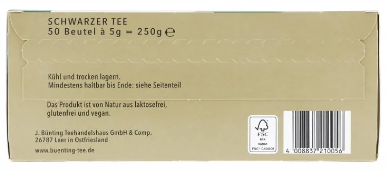 Echter Ostfriesentee|Bünting Tee Grüngold Großkannenbeutel50 x 5 g