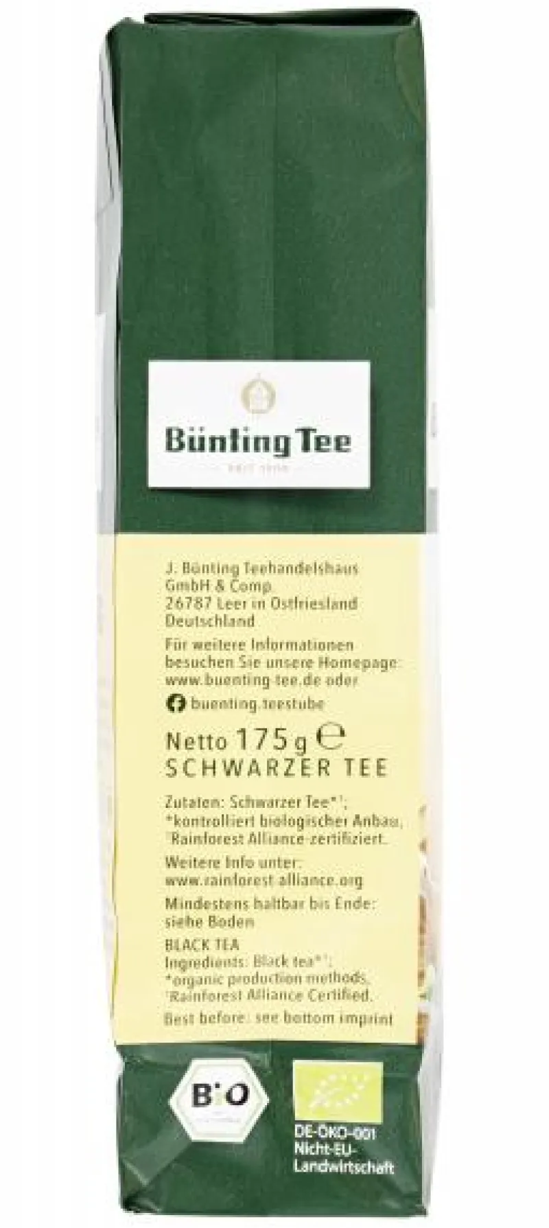 Schwarztee|Bünting Tee Premium Bio Darjeeling175 g