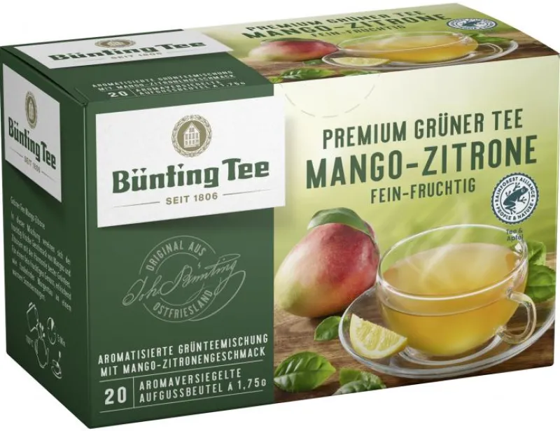Grüntee|Bünting Tee Premium Grüner Tee Mango-Zitrone20 x 1,75 g