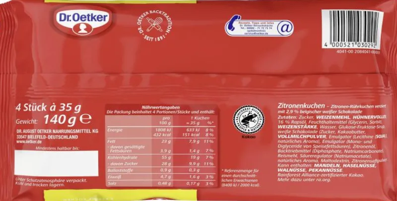 Gebäck & Schokolade|Bünting Tee Dr. Oetker Kleine Zitronenkuchen140 g