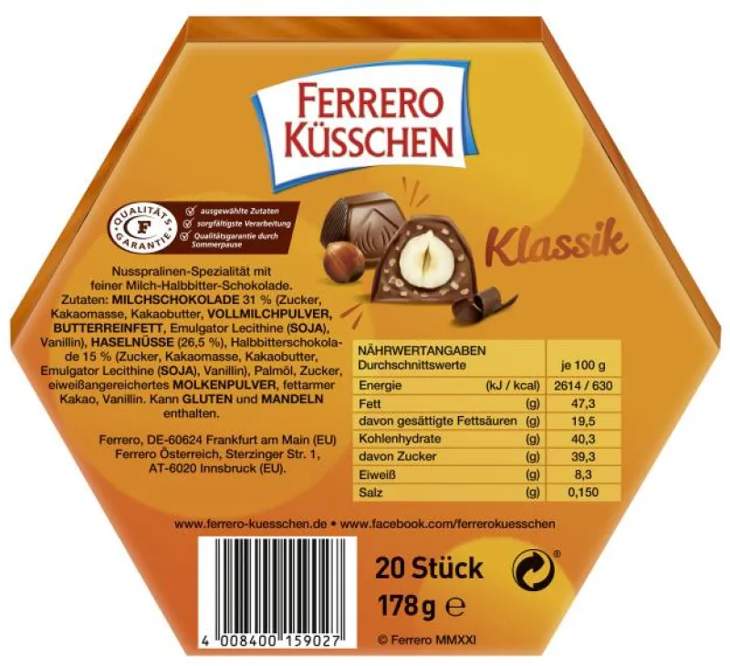 Gebäck & Schokolade|Bünting Tee Ferrero Küsschen178 g