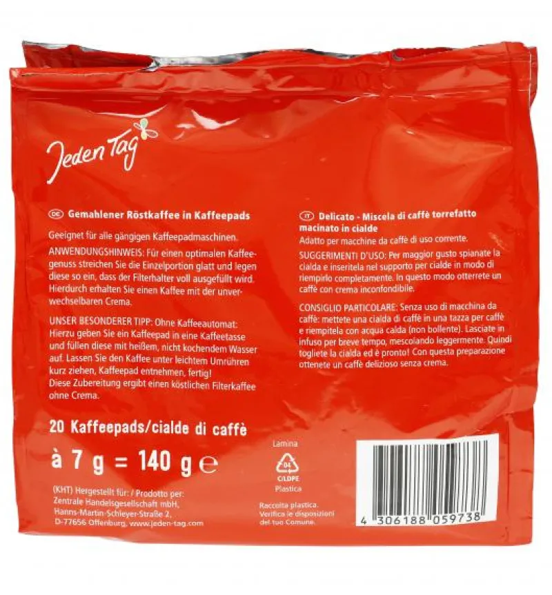 Kaffee|Bünting Tee Jeden Tag Kaffee-Pads mild 20 Pads140 g