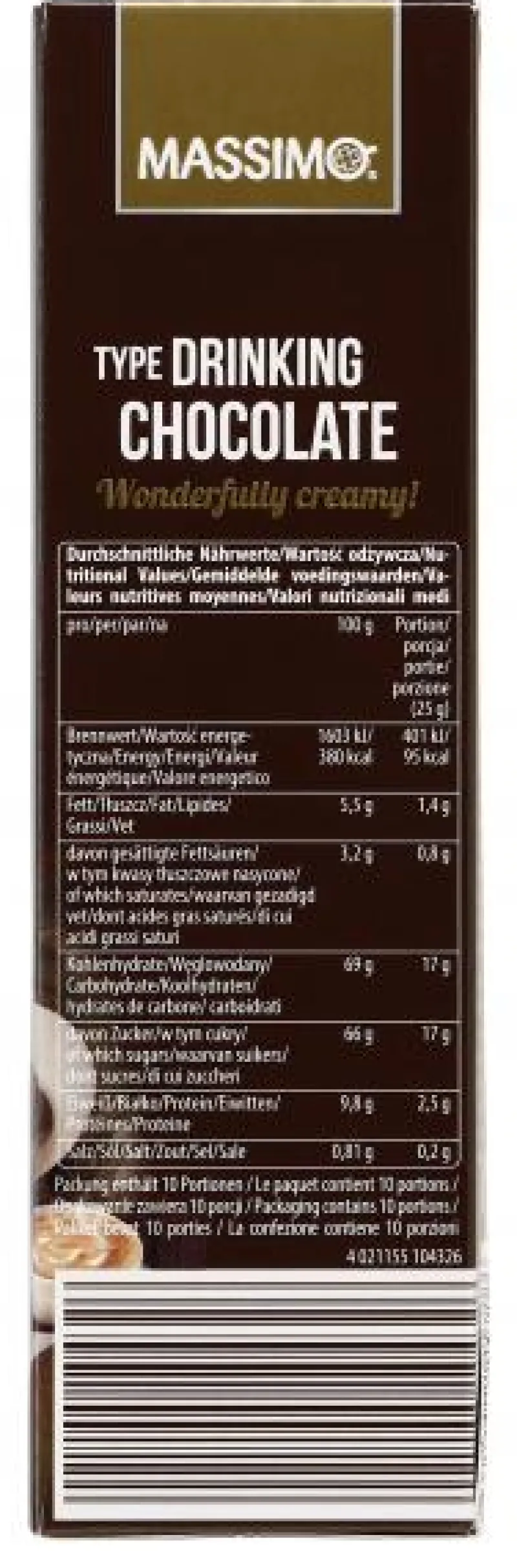 Kakao & Milchgetränkepulver|Bünting Tee Massimo Trinkschokolade10 x 25 g