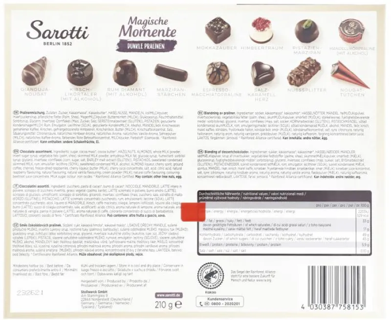 Gebäck & Schokolade|Bünting Tee Sarotti Magische Momente Dunkle Pralinen210 g