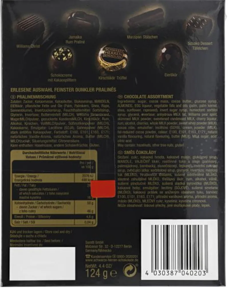 Gebäck & Schokolade|Bünting Tee Sarotti Schwarze Herren Schokolade Pralinés124 g